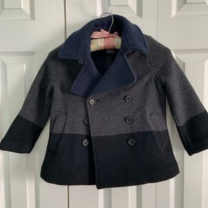 Navy blue gray and black pea coat size for